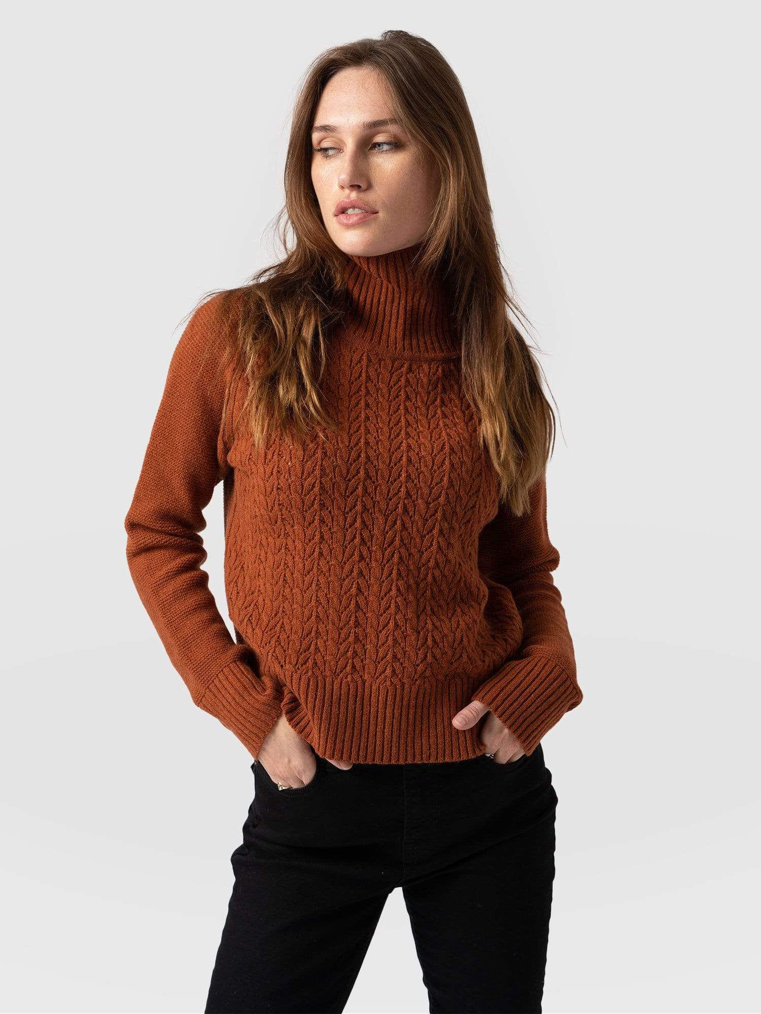 Glen Cable Knit Jumper Brown - Women's Jumpers | Saint + Sofia® EU